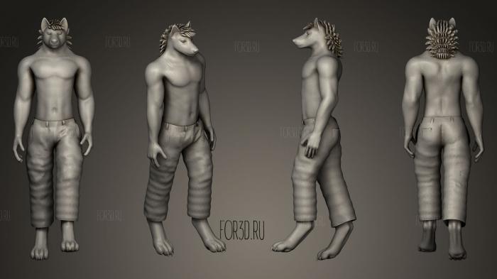 Anthro Wolf stl model for CNC